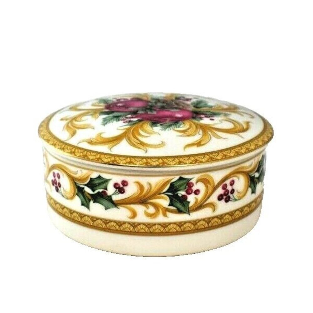 Mikasa Holiday Orchard Covered Trinket Candy Dish With Lid